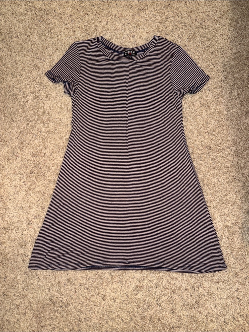 POOF Navy & White Striped Short Sleeve A-Line Tunic
